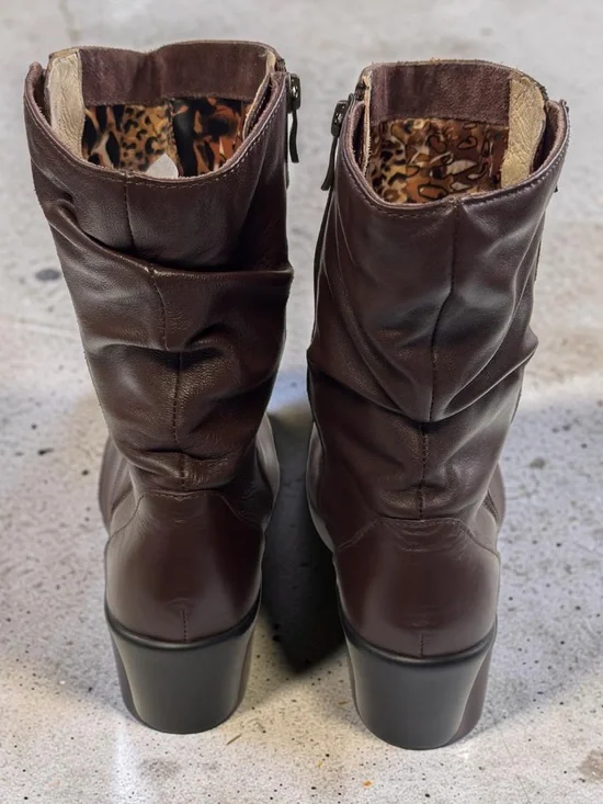 Alegria Ivy-642 Mid-Calf Brown Leather Boots - Picture 5 of 9